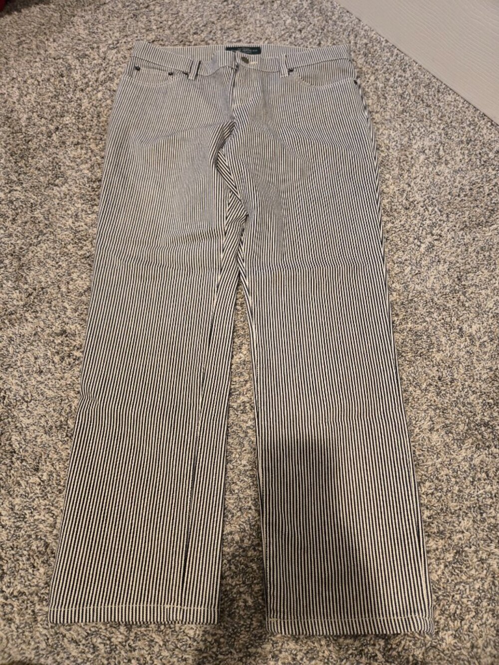 Lauren Ralph Lauren Black White Striped Straight Leg Jeans 10 - Picture 2 of 3